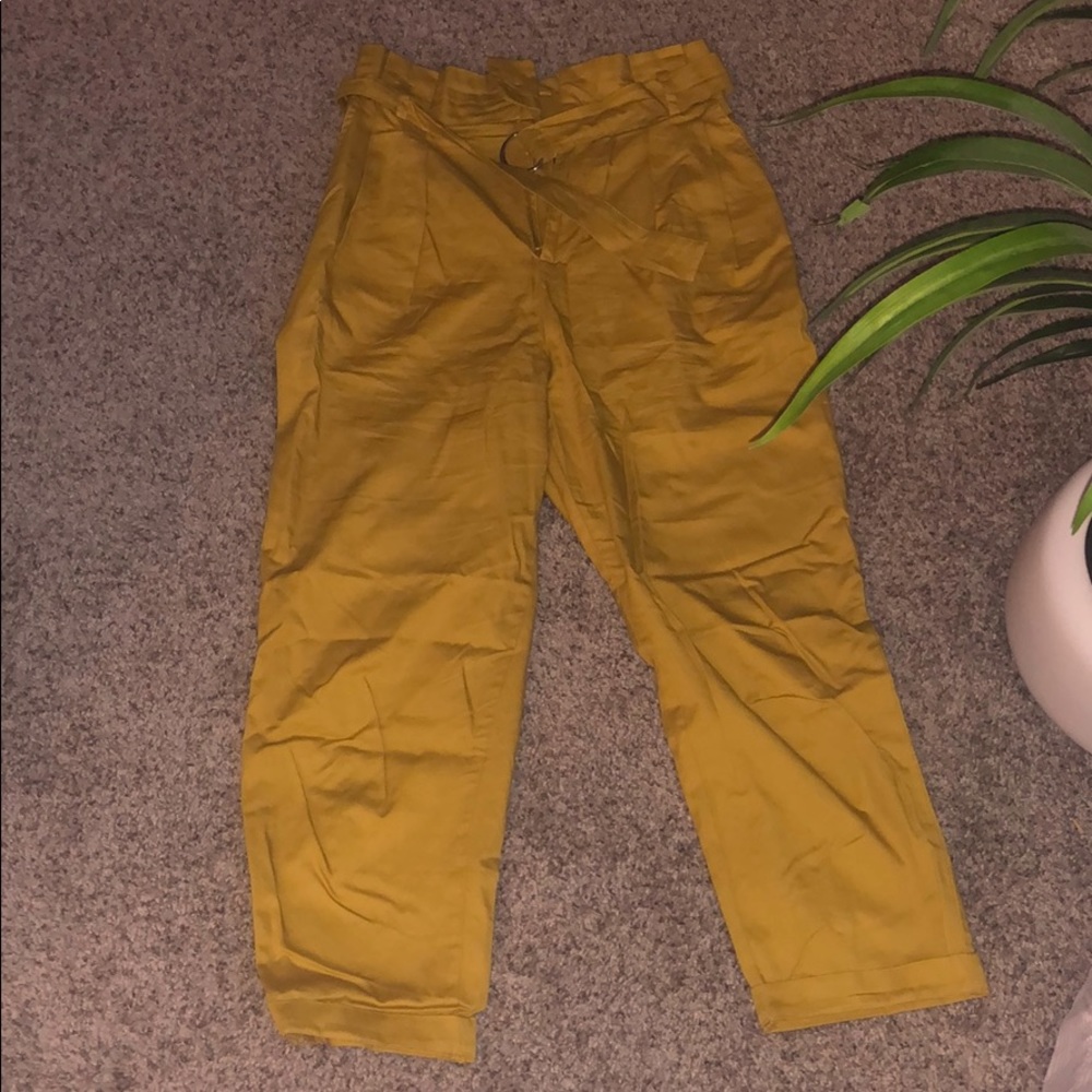 Mustard paper bag pants